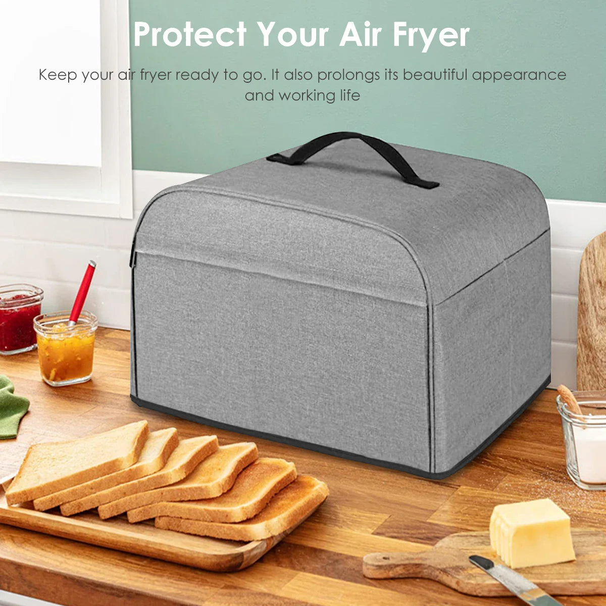 Durable Air Fryer Dust Cover Compatible with AG301, AG302, AG400 - Waterproof with Storage Pockets and Handle