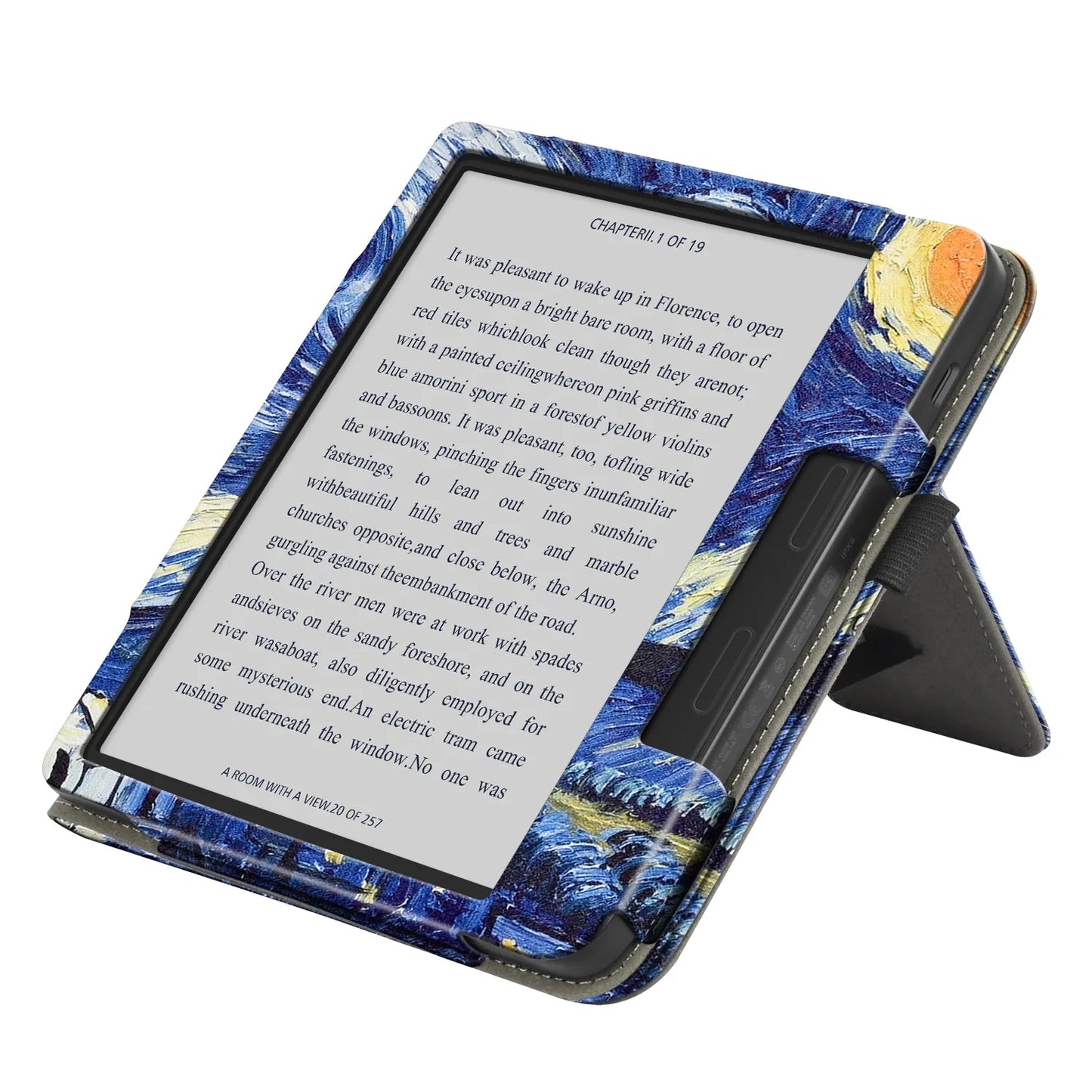 KOBO Libra 7" Leather Case – Hand Strap, Stand & Card Slot Cover for Libra Colour, Libra 2, Libra H2O (N428/N418/N873)