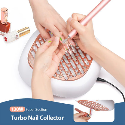 130W Brushless Nail Dust Collector – Powerful Suction Nail Dust Extractor, Manicure Vacuum Cleaner with 2 Filters