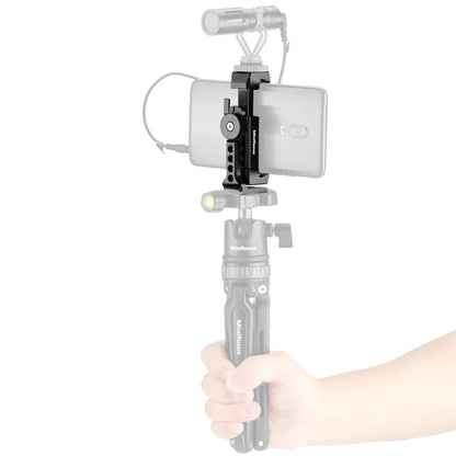 Metal Cell Phone Tripod Mount - Smartphone Holder Adapter with Cold Shoe & Arca Swiss Compatibility for iPhone 13 12 11 Max Pro X XR Xs 6 7 8 Plus