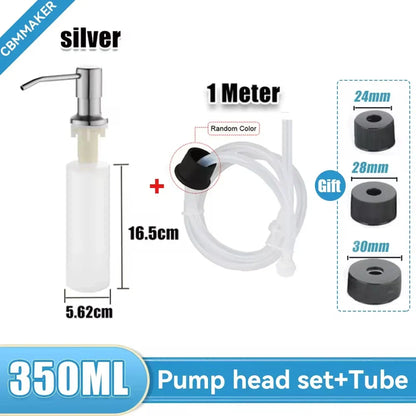 500ml Stainless Steel Liquid Soap Dispenser — Hand Press Pump Bottle for Kitchen Sink