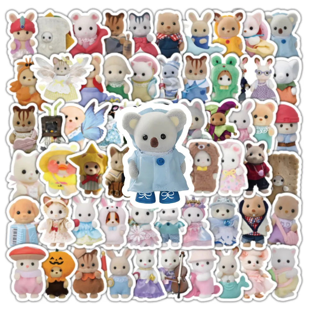 100/200pcs Calico Critters Stickers — Waterproof Cartoon Decals for Laptops, Scrapbooks, Skateboards & Kids’ Decor
