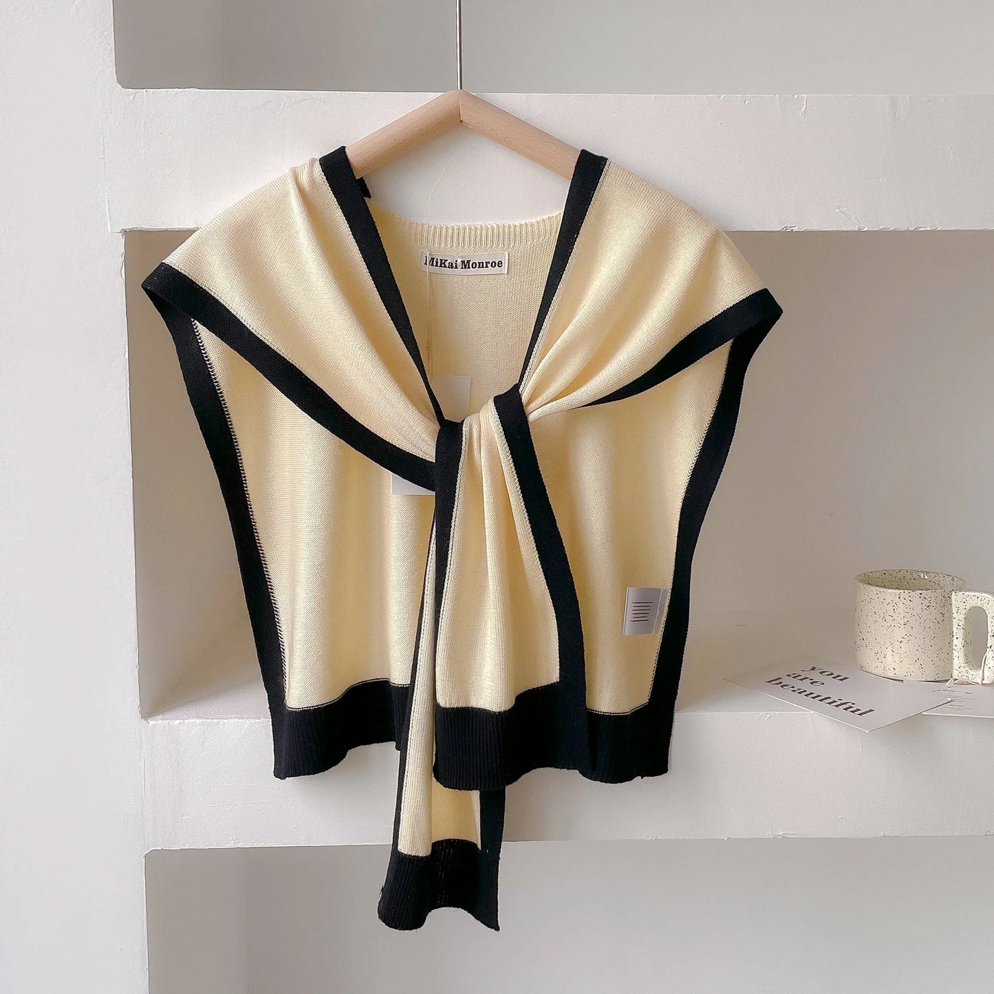 Spring & Autumn Striped Knitted Shawl – High-Grade Neck and Shoulder Scarf for Summer Office & Air-Conditioned Rooms