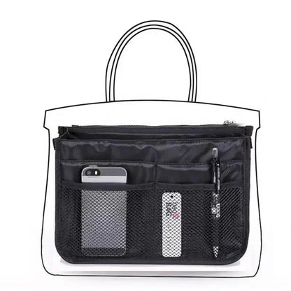 Women’s Nylon Makeup Organizer Insert Bag – Large Capacity Travel Cosmetic Handbag Liner & Tote Purse Organizer for Ladies