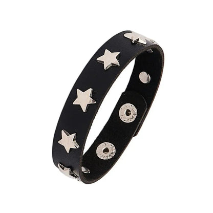 2024 Punk Cool Adjustable PU Bracelet for Men & Women – Vintage Gothic, Hip Hop, Rock, Kpop Dancer Jewelry Accessories