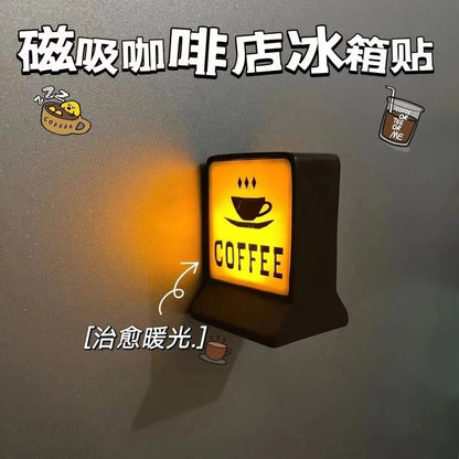 Magnetic Fridge Stickers – Coffee Shop 711 Luminous Light Box, Creative Convenience Store Decor & Home Ornament