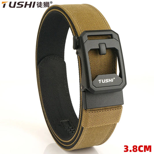 TUSHI Men's Military Tactical Belt – Heavy-Duty Sturdy Nylon with Automatic Buckle for Outdoor & Casual Wear