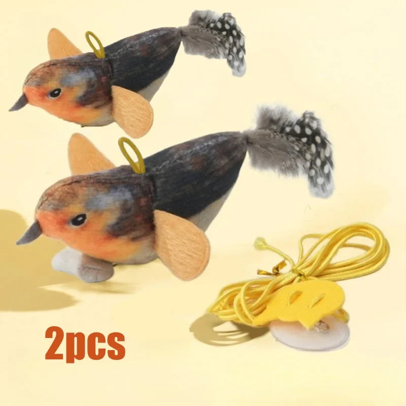 Interactive Bird Cat Toy - Sounding Catnip Teaser Toy for Indoor Cats, Wall Hanging Chasing & Play Activity