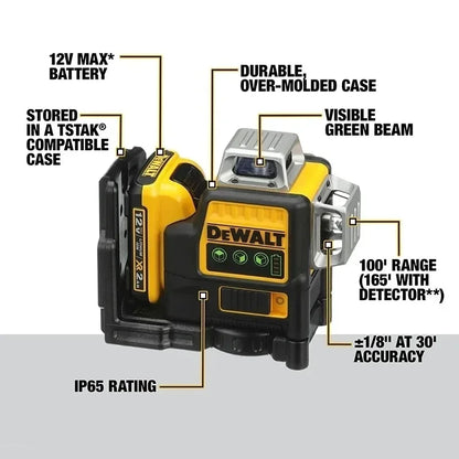 2024 DEWALT DW089LG 12-Line 360° Laser Level – 12V Lithium Battery, Vertical & Horizontal Self-Leveling Tool
