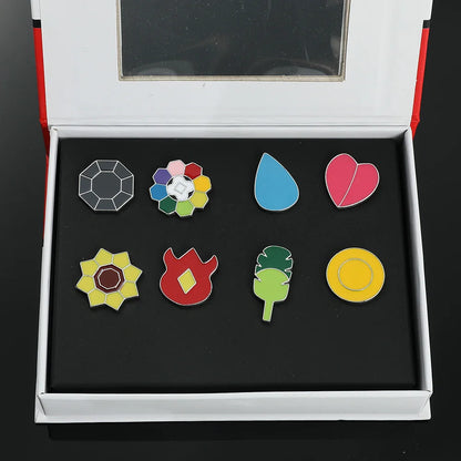 Pokémon Gym Badges Box Set – Kanto, Johto, Hoenn, Sinnoh, Unova, Kalos & Orange Islands Region Pins and Brooches