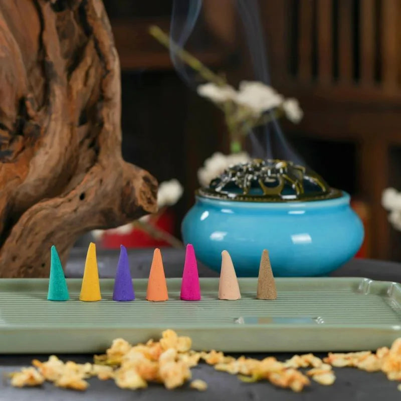 60PCS Mixed Incense Cones – Aromatherapy Backflow Sandalwood Scents for Yoga, Anxiety Relief & Relaxation