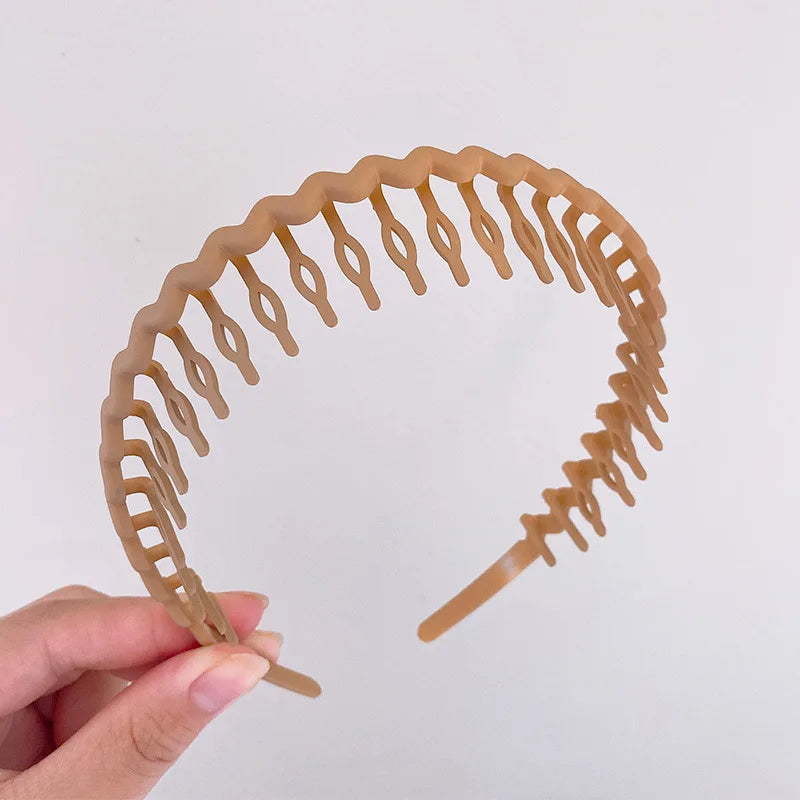 Elegant Solid Color Wave Hairbands for Women – Toothed Non-slip Hair Combs, Face Wash & Sports Headbands, Hair Accessories for Girls