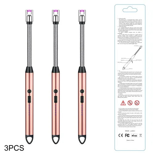 3PCS Rechargeable Electric Plasma Arc Lighters — Type-C Windproof Lighter for Kitchen, Candle, and BBQ Grill