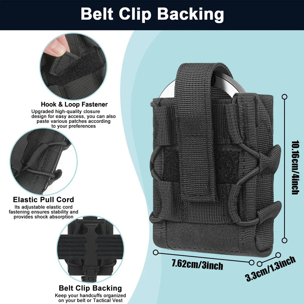 Tactical Handcuff Holder Molle Pouch – Open Top Universal Shackles Case, Waist Bag & Belt Holster for Hunting Accessories