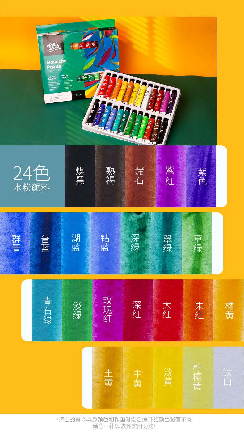 12/24/36 Colors Gouache Paint Set – 6ml Tubes with Rich Vivid Colors for Artists, Students & Beginners