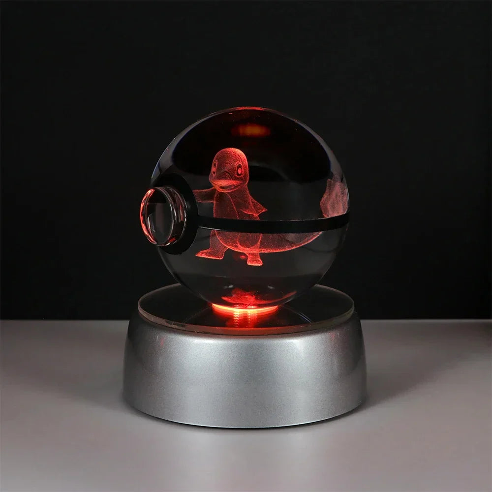 Pokémon 3D Crystal Ball LED Night Light – Pikachu Gengar Eevee Mewtwo Pokéball Base Lamp Kids Birthday & Home Decor Gift