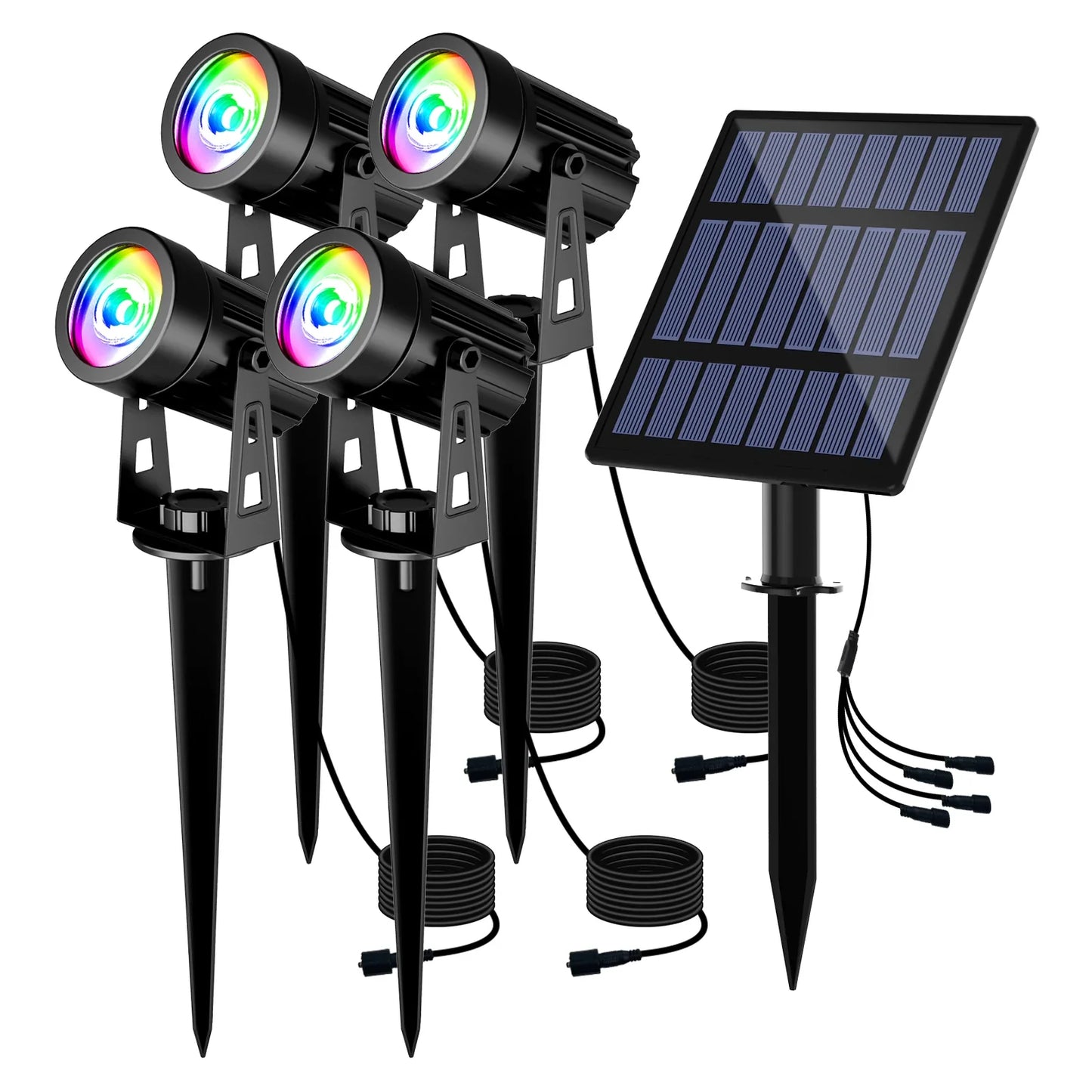 3000K RGB Solar LED Spotlight – Waterproof IP65 Outdoor Solar Garden Wall Light
