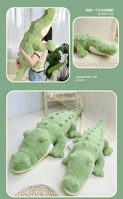 Soft Crocodile Plush Toy – Fluffy Stuffed Alligator Pillow Doll, Jungle Green Sofa Cushion, Birthday Gift