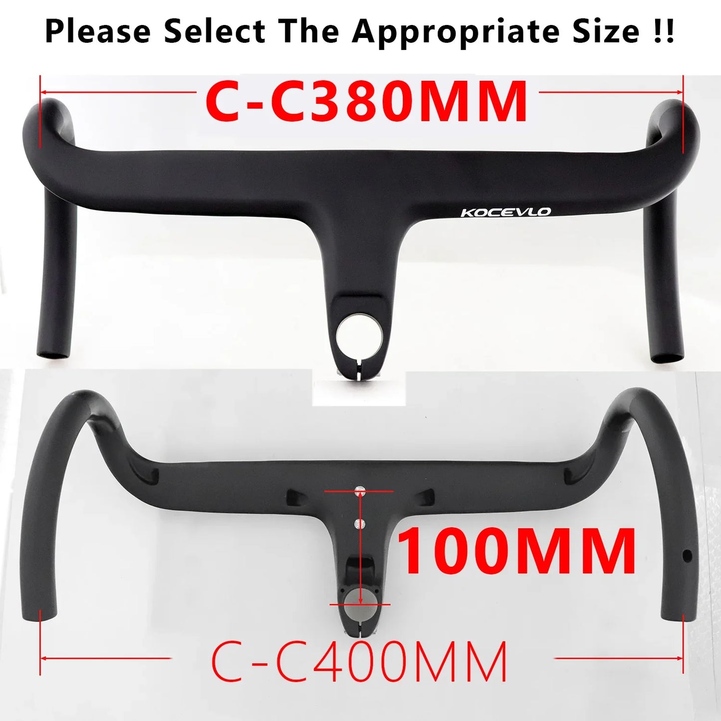 KOCEVLO Full Carbon Fiber Road Bike Stem & Integrated Handlebar — 28.6mm with Spacers