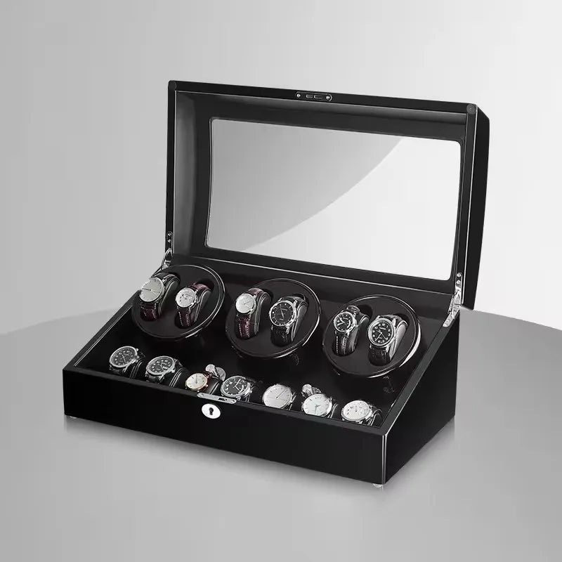 Luxury Rotatable Watch Winder Box – LED 13-Slot Display Case with Lock for 7+6 Watches