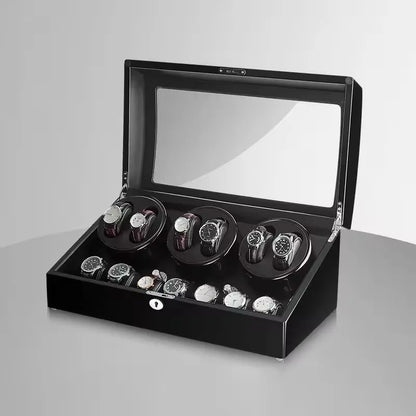 Luxury Rotatable Watch Winder Box – LED 13-Slot Display Case with Lock for 7+6 Watches