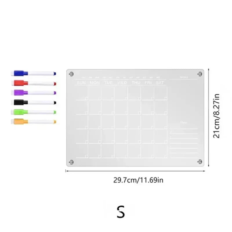 Magnetic Fridge Calendar & Weekly Planner – Reusable Transparent Dry Erase Board for Schedule, Menu & Notes