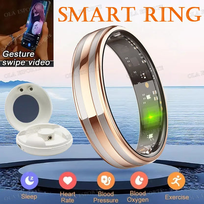 Ultra-Thin 6.3mm Smart Ring Health Monitor – Waterproof Fitness Ring with Heart Rate, Body Temperature & Sports Tracking for Men & Women