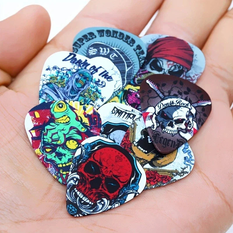 50pcs Cartoon Style Guitar Picks with Box - 0.46/0.71/1.0mm Acoustic Guitar Paddle Picks for Ukulele & Musical Instruments