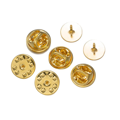 50-Set Brooch Pin Holders – Tie, Hat & Badge Backings with Flat Base & Butterfly Clasp for DIY Jewelry Findings