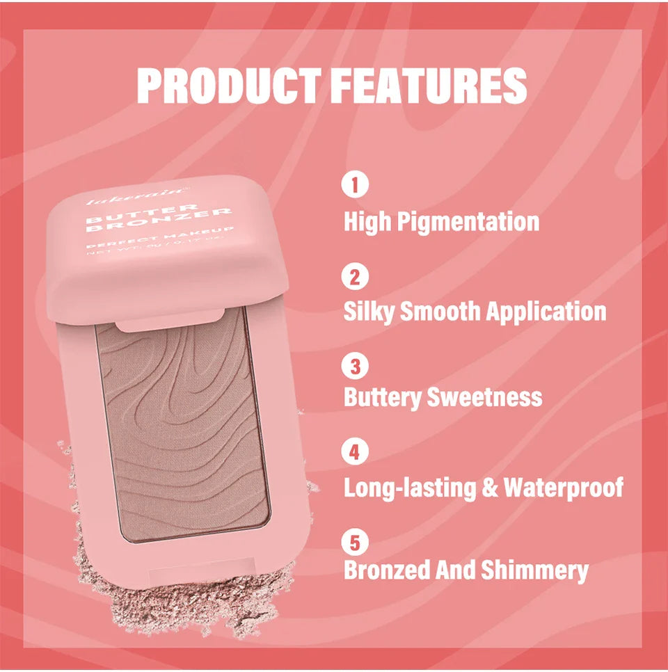 Professional Makeup Powder Blush - 12HR Wear, Vegan Formula, Pink Cream Blusher Palette for Face Cosmetics