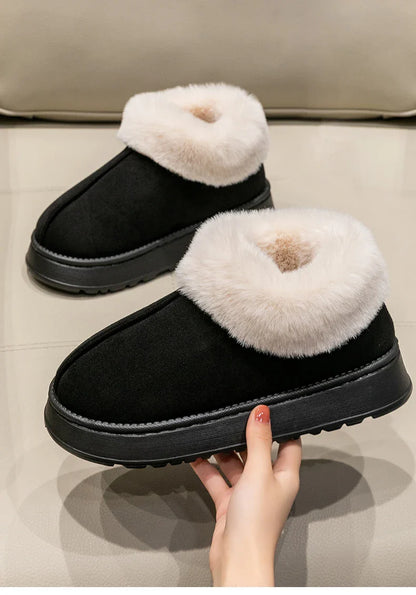 2024 Women's Fashion Snow Boots – Fluffy Plush Faux Fur Winter Slippers, Cozy Indoor Shoes for Men & Women