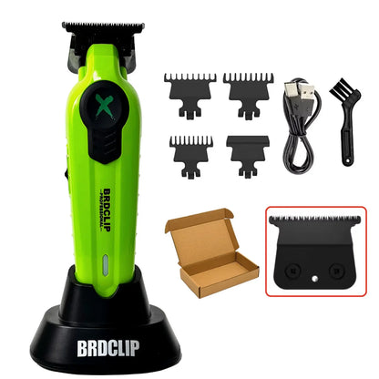 2025 BRDCLIP FA1T Green Professional Hair Trimmer — Barber Carving Electric Clipper with Gradient Finish & Charger Stand