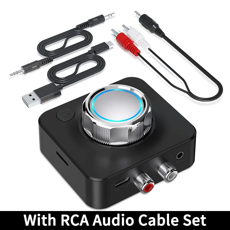 Bluetooth 5.0 Audio Receiver Wireless Adapter | 3D Stereo Music, TF Card, RCA & 3.5mm AUX for Car, Speaker, Amplifier, Headphones