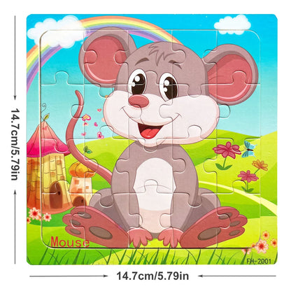 14.7cm Wooden Jigsaw Puzzle – Transportation & Marine Animal Educational Toy for Kids