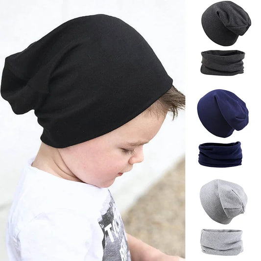 2pcs Baby Hat and Scarf Set - Soft Elastic Cotton Beanie for Boys and Girls, Hip Hop Cap for Autumn and Winter, Warm Newborn Accessories