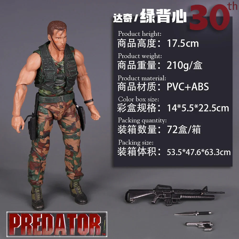 2026 NECA Predator Jungle Extraction Dutch Action Figure – Arnold Schwarzenegger Collectible Statue Model Desktop Decoration Toy Gift