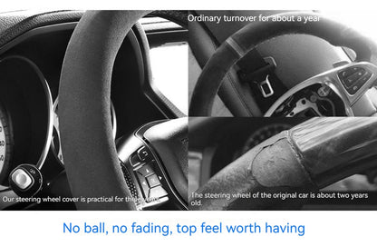 All-Season Suede Steering Wheel Cover — Ultra-Thin, Non-Slip, Breathable for Round & D-Shaped Wheels