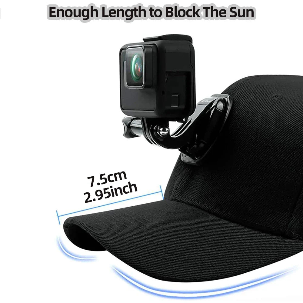GoPro Baseball Cap Base Mount with J-Hook – Compatible with GoPro Hero 10-13, DJI Action 3-4 & Insta360 X3-X4 Accessories