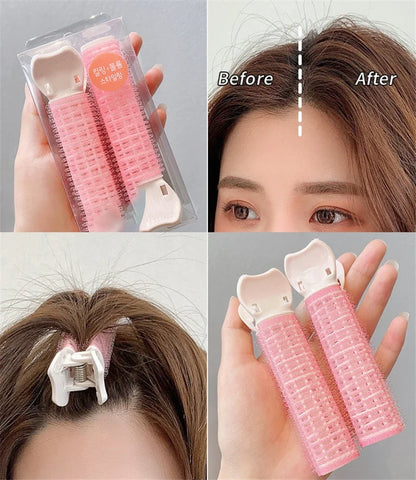 Natural Hair Root Fluffy Clips - Curly Hair Rollers and Curlers for Bangs, Lazy Korean Styling Accessories in Black