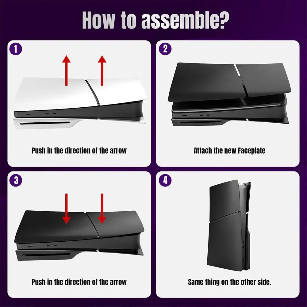 Black Replacement Faceplate for PS5 Slim – Digital & Optical Drive Version Protective Hard Shell Cover