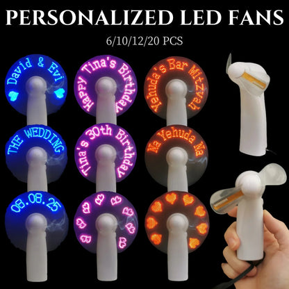 6-20 Pcs Customized LED Fans – Personalized Portable Light-Up Fans for Proposals, Outdoor, Birthday & Wedding Gift Favors