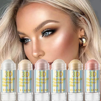 6-Color 3D Highlighter Stick – Face Brightening, Contour, Bronzer & Shimmer Concealer Cream