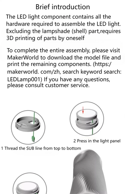 Bambu Lab 3D Printing DIY Creative Model – Wireless Mouse, Aviation Engine, LED Light Kit 001 for 3D Printer
