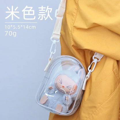 Labubu Doll Protective Case — 15cm Cotton Sitting Party Storage & Dustproof PVC Shoulder Bag