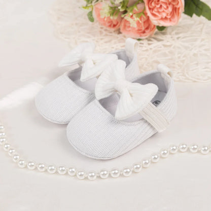 Meckior Baby Girl Shoes — Spring & Autumn Cotton Sole Moccasins with Bow, Anti-Slip First Walkers for Newborns & Toddlers