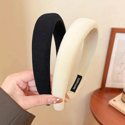 Wild Solid Color Sponge Headband – Wide Edge Fashion Hair Band for Women & Girls, Face Wash Accessory