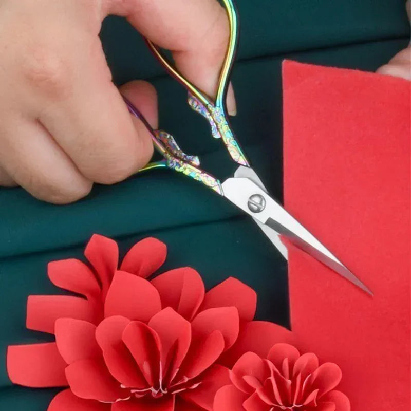 Stainless Steel Fabric Scissors – Colorful Embroidery Sewing Shears for Handicrafts & Household Use