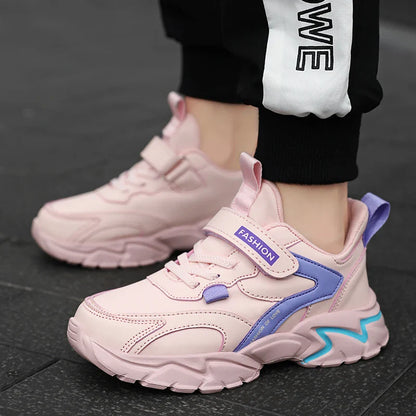 Kids Sport Casual Shoes — Leather Sneakers for Girls & Boys (Ages 5-16), Outdoor Running, Soft Sole, Anti-Slip Walking Footwear