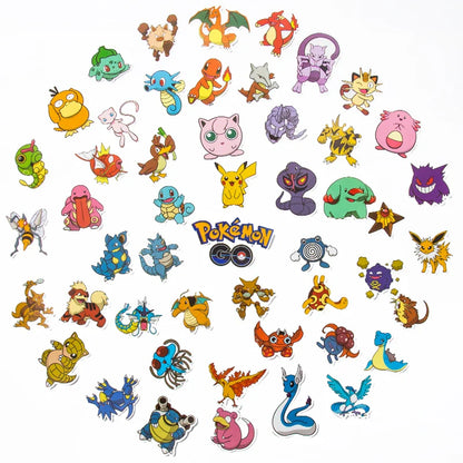 Kawaii Pikachu Anime Pokemon Stickers - 50/100PCS Cartoon Sticker Set for Laptop, Suitcase, Skateboard, Guitar, Phone - Kid Gift Toys