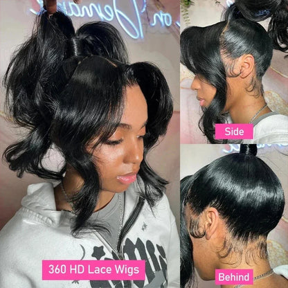 Invisi Strap 360 Lace Front Human Hair Wig – Preplucked 250% Density Body Wave HD Lace, Glueless Wig